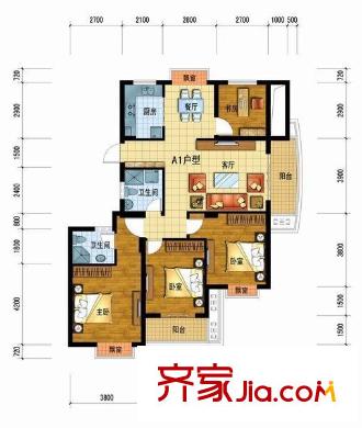 天都城天風(fēng)苑 3室 戶型圖