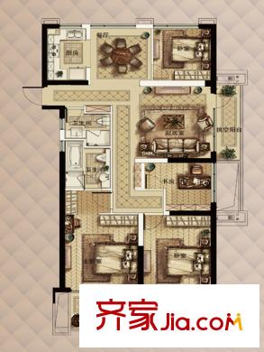中天官河錦庭C戶型 4室2廳2衛(wèi)1廚