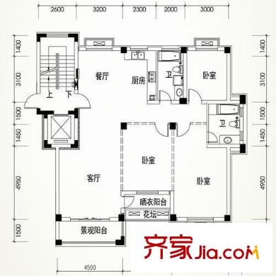 華庭嘉苑戶型圖4室 戶型圖 4室2廳2衛(wèi)1廚