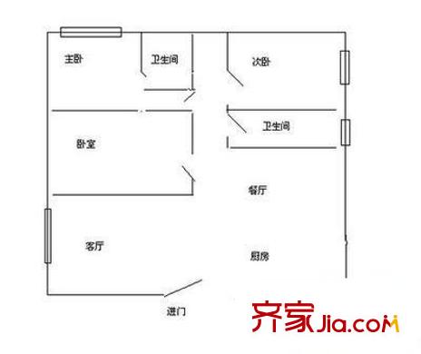 聯(lián)莊江濤閣戶型圖3室 戶型圖 3室2廳2衛(wèi)1廚