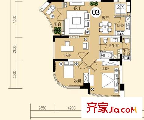 聯(lián)莊江濤閣戶型圖3室 戶型圖 3室2廳1衛(wèi)1廚