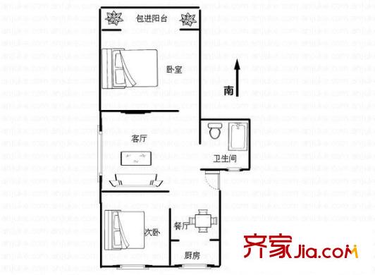 登云閣 2室 戶型圖