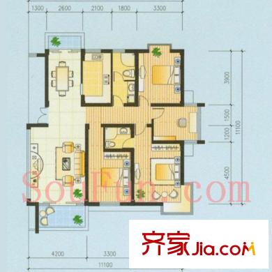 清合嘉園戶型圖4室 戶型圖 4室2廳2衛(wèi)1廚