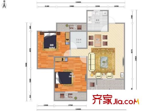清合嘉園 2室 戶型圖