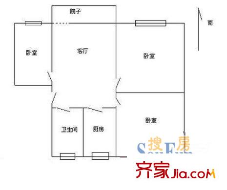 南肖埠文景苑戶型圖3室 戶型圖 3室1廳1衛(wèi)1廚