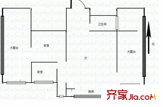 華門自由21世紀(jì)公寓 2室 戶型圖