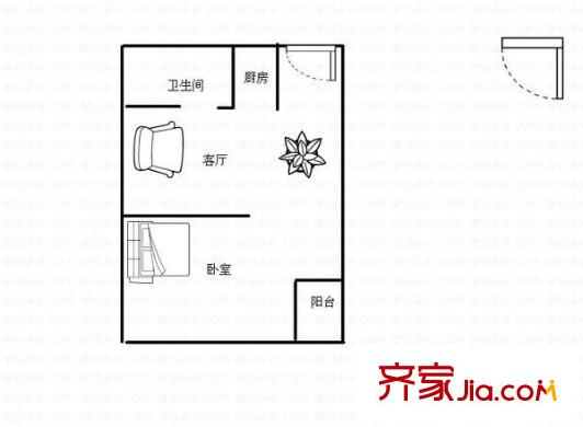 陽光華城戶型圖1室 戶型圖 1室1廳1衛(wèi)1廚