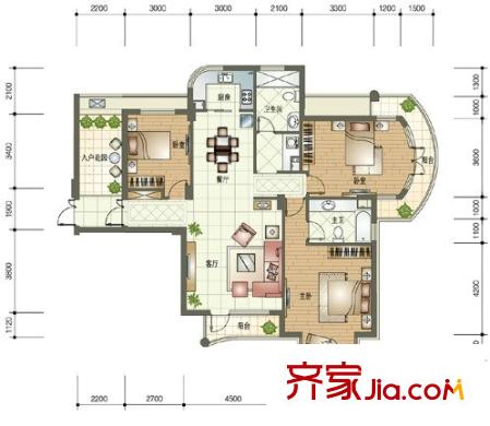 玉蘭公寓戶型圖3室 戶型圖 3室2廳2衛(wèi)1廚