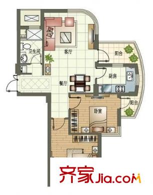 玉蘭公寓戶型圖2室 戶型圖 2室2廳1衛(wèi)1廚