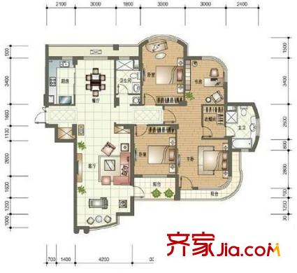 玉蘭公寓戶型圖4室 戶型圖 4室2廳2衛(wèi)1廚