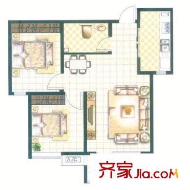 蓮花新村 2室 戶型圖