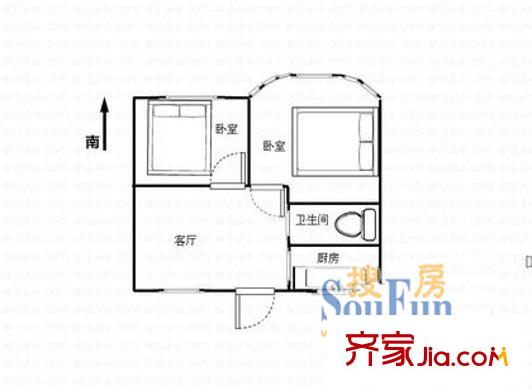 北銀公寓戶型圖2室 戶型圖 2室1廳1衛(wèi)1廚