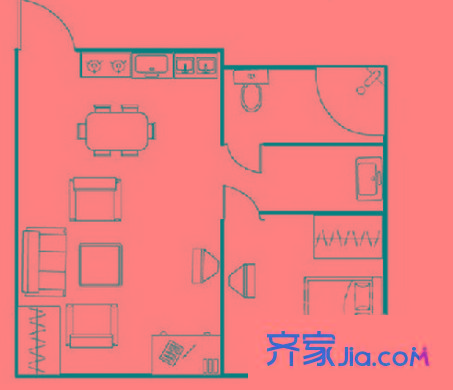 龍禧大酒店戶型圖 1室 1廳 1衛(wèi) 　 66.5平方米 