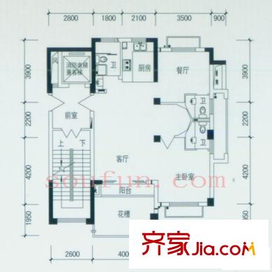 華庭嘉苑戶型圖G戶型 2室2廳2衛(wèi)1廚