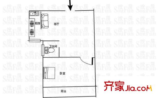 陽光華城戶型圖1室 戶型圖 1室1廳1衛(wèi)1廚