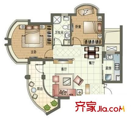 玉蘭公寓戶型圖2室 戶型圖 2室2廳1衛(wèi)1廚
