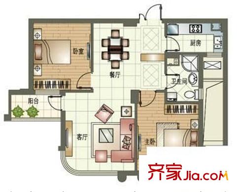 玉蘭公寓戶型圖2室 戶型圖 2室2廳1衛(wèi)1廚