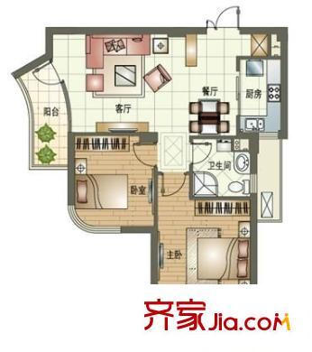 玉蘭公寓戶型圖2室 戶型圖 2室2廳1衛(wèi)1廚