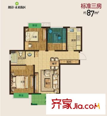 朗詩未來街區(qū)87方B戶型