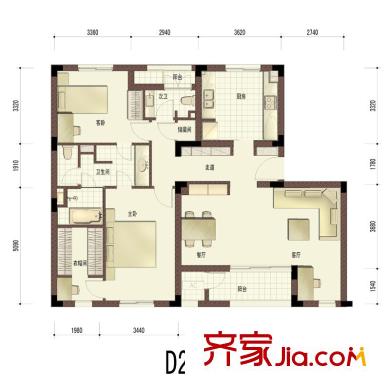良渚文化村白鷺郡東戶型圖2室 戶型圖 2室2廳2衛(wèi)1廚