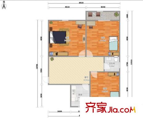 潤達花園 3室 戶型圖