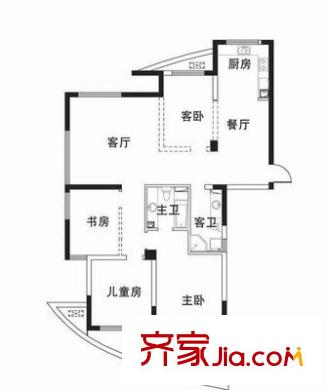良渚文化村白鷺郡北戶型圖4室 戶型圖 4室2廳2衛(wèi)1廚
