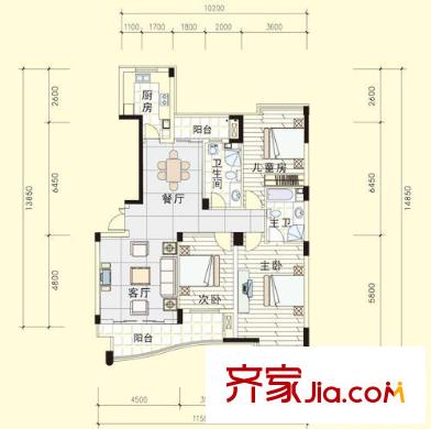 風(fēng)華苑戶型圖戶型圖 3室2廳2衛(wèi)1廚
