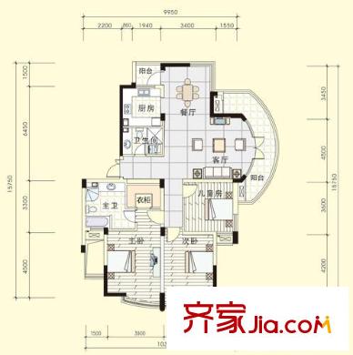 風(fēng)華苑戶型圖戶型圖 3室2廳2衛(wèi)1廚