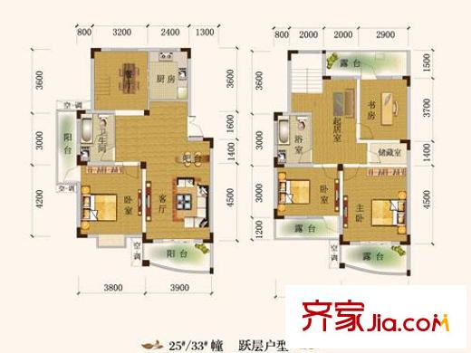 西城時(shí)代家園戶型圖ay1戶型圖 4室3廳2衛(wèi)1廚