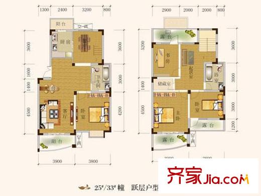 西城時(shí)代家園戶型圖ay2戶型圖 4室3廳2衛(wèi)1廚