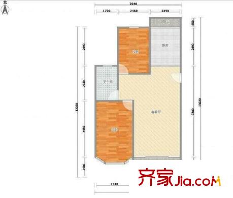 西城時(shí)代家園 2室 戶型圖