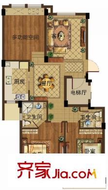 愛丁郡戶型圖一期A-1戶型  2室2廳2衛(wèi)