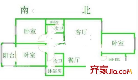 南肖埠御景苑戶型圖3室 戶型圖 3室2廳2衛(wèi)1廚