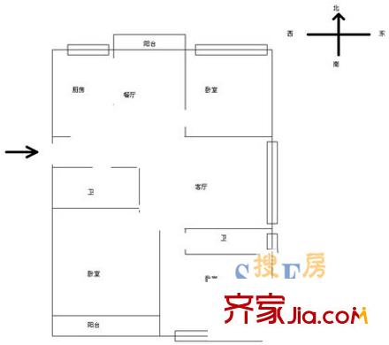 南肖埠御景苑戶型圖3室 戶型圖 3室2廳2衛(wèi)1廚