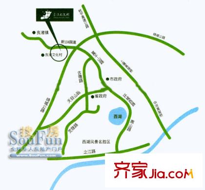 良渚文化村白鷺郡東交通圖