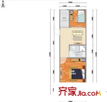 米市巷小區(qū) 2室 戶型圖