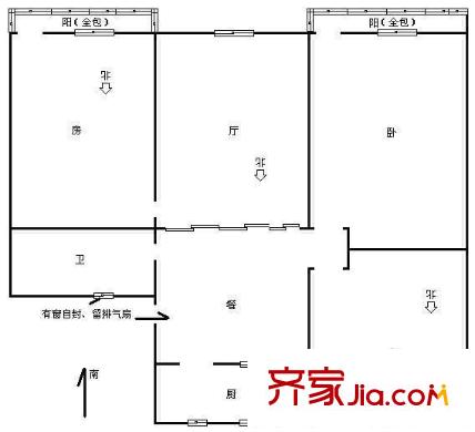皮市巷戶(hù)型圖3室 戶(hù)型圖 3室2廳1衛(wèi)1廚