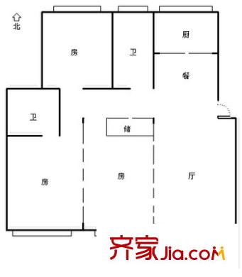 良渚文化村白鷺郡北戶型圖3室 戶型圖 3室2廳2衛(wèi)1廚