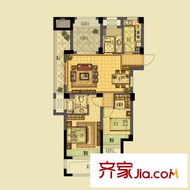 蔚藍(lán)郡戶型圖A戶型奇數(shù)層 2室2廳2衛(wèi)1廚