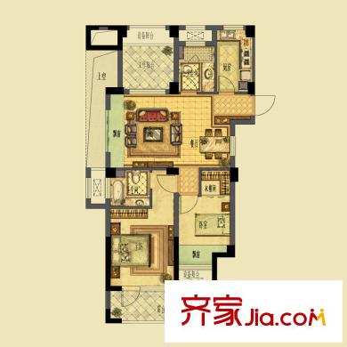 蔚藍(lán)郡戶型圖A戶型偶數(shù)層 2室2廳2衛(wèi)1廚