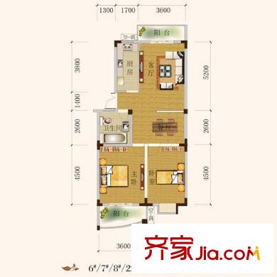 西城時(shí)代家園戶型圖a4戶型圖 2室2廳1衛(wèi)1廚