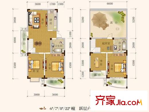 西城時(shí)代家園戶型圖ay3戶型圖 4室3廳2衛(wèi)1廚