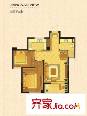 望江南戶(hù)型圖G戶(hù)型 2室2廳1衛(wèi)1廚