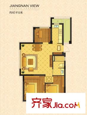 望江南戶(hù)型圖A戶(hù)型 3室2廳1衛(wèi)1廚