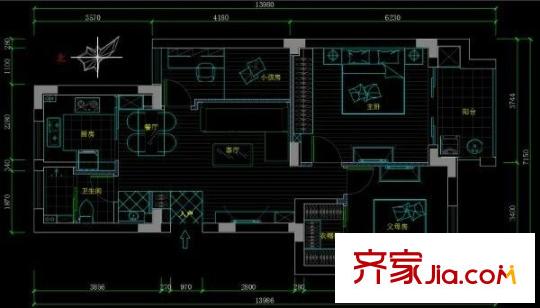 丁橋蘭苑 3室 戶型圖