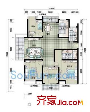 東海未名園戶型圖4室 戶型圖 4室2廳2衛(wèi)1廚