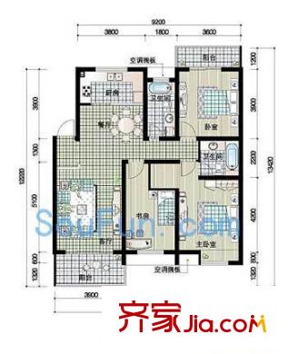 東海未名園戶型圖3室 戶型圖 3室2廳2衛(wèi)1廚