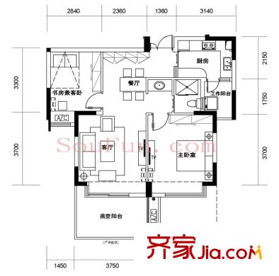 天陽上河戶型圖2室 戶型圖 2室2廳1衛(wèi)1廚