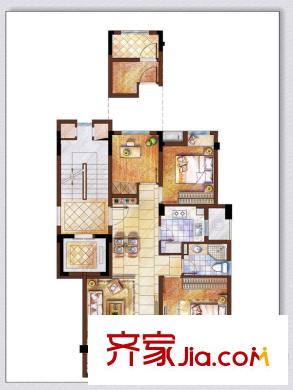 西溪華府戶型圖90方小戶型邊套 3室2廳1衛(wèi)1廚