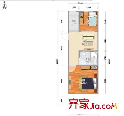 米市巷小區(qū) 2室 戶型圖